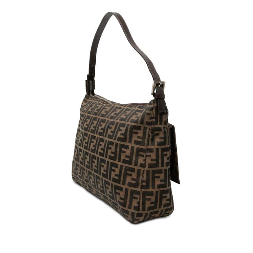 Fendi Zucca Canvas Shoulder Bag Brown Very good condition - Back View