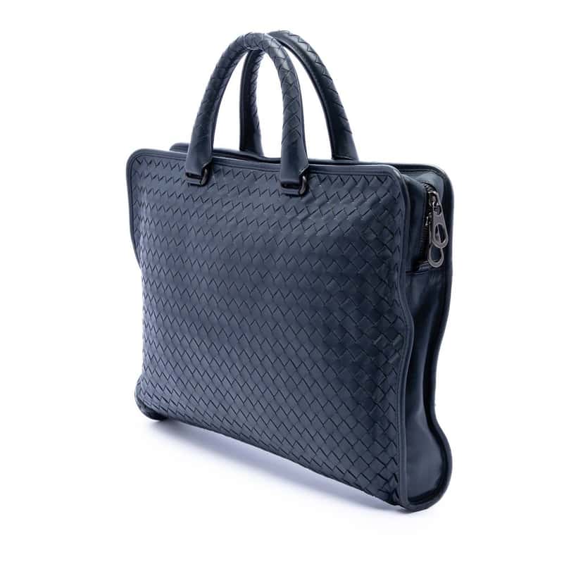 Bottega Veneta Nappa Intrecciato Business Bag Blue Leather Very good condition - Back View