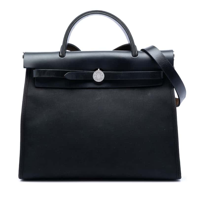 Hermès Toile H Berline Herbag Zip 31 Black Very good condition - Front View