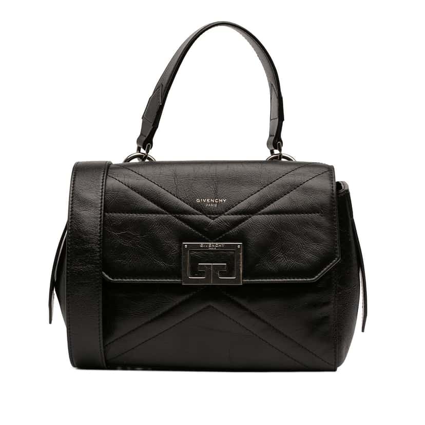 Givenchy Small Glazed Crinkled Leather ID Flap Black Leather Very good condition - Front View