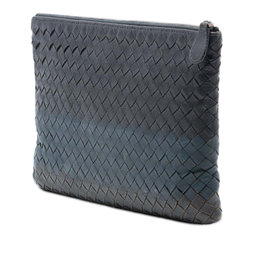 Bottega Veneta Tricolor Nappa Intrecciato Clutch Black Leather Very good condition - Back View