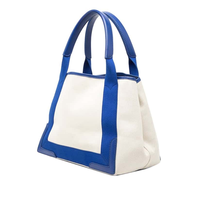 Balenciaga Canvas Navy Cabas S Tote White Very good condition - Back View