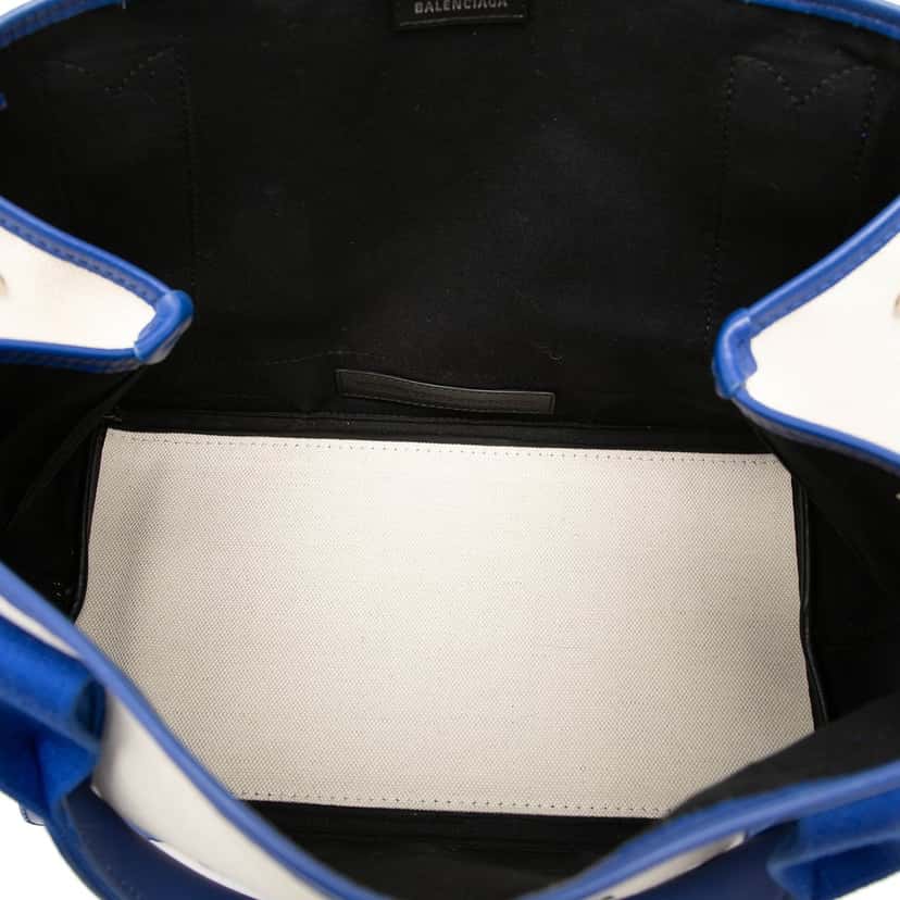 Balenciaga Canvas Navy Cabas S Tote White Very good condition - Model View