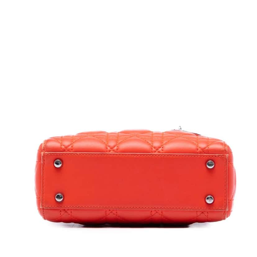 Dior Mini Lambskin Cannage Lady Dior Orange Leather Very good condition - Inside View