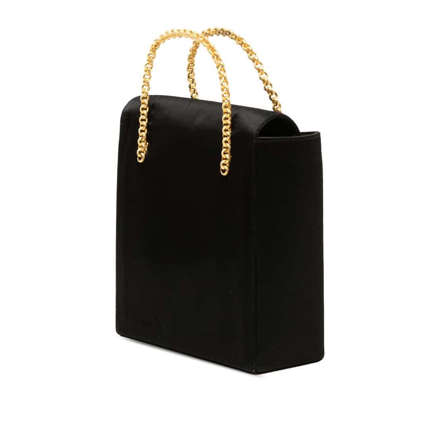 Celine Satin Starball Chain Top Handle Bag Black Very good condition - Back View