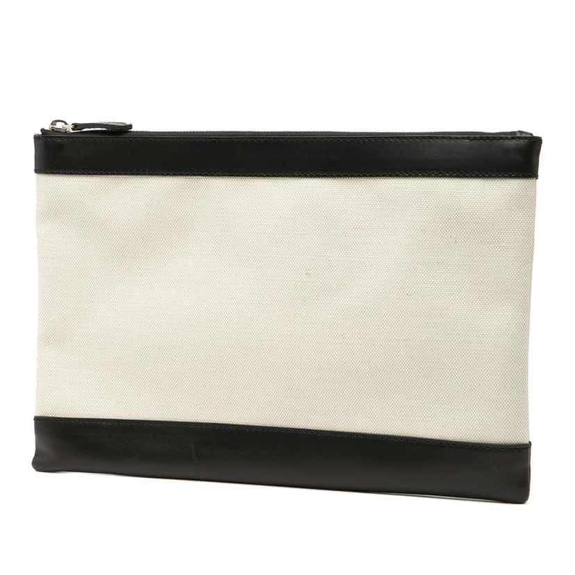 Balenciaga M Canvas Navy Clip Clutch White Very good condition - Back View