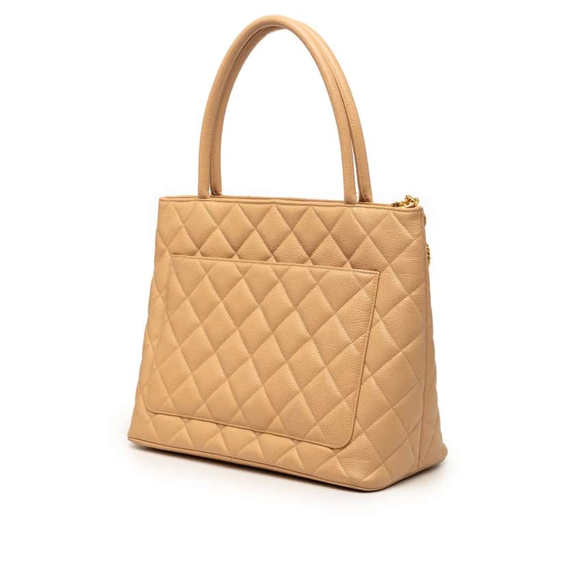 Chanel Caviar Medallion Tote Beige Leather Very good condition - Back View