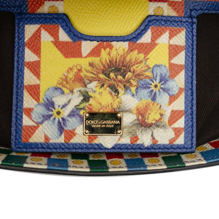 Dolce & Gabbana Medium Floral Printed Leather Miss Sicily Satchel Blue Leather Very good condition - Box View