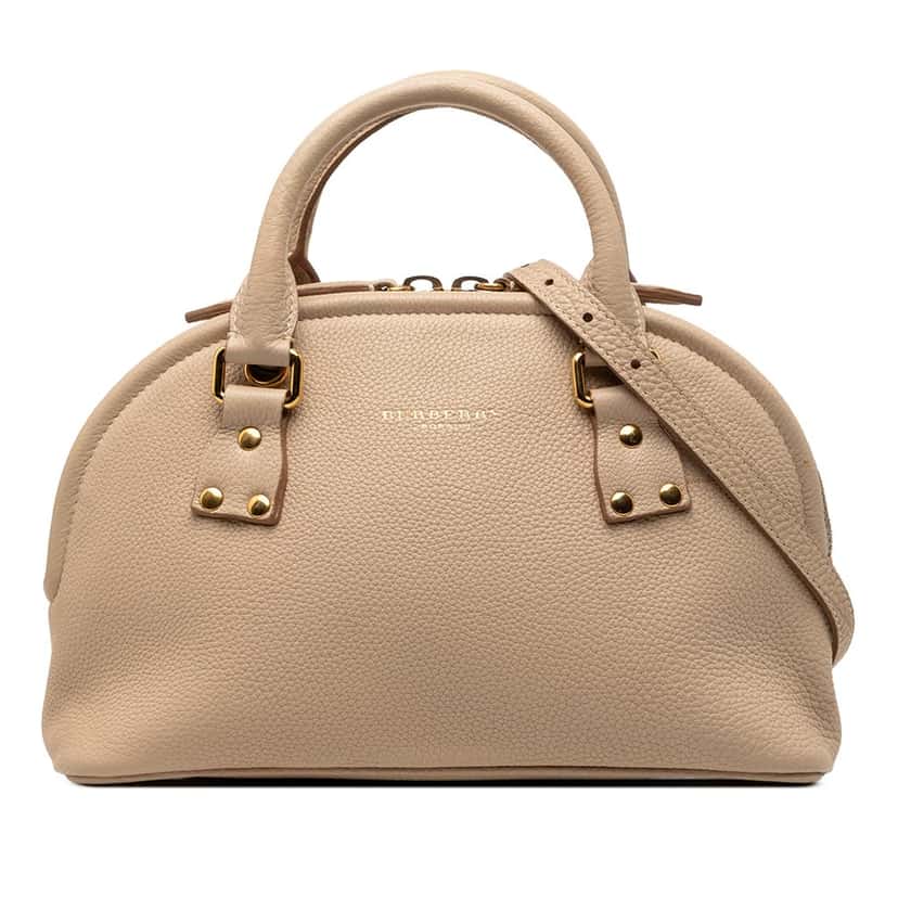 Burberry Small Grained Calfskin Bloomsbury Top Handle Bag Beige Leather Very good condition - Front View