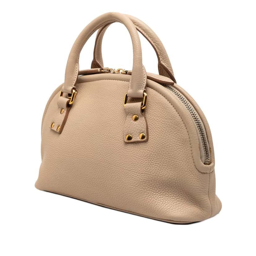 Burberry Small Grained Calfskin Bloomsbury Top Handle Bag Beige Leather Very good condition - Back View