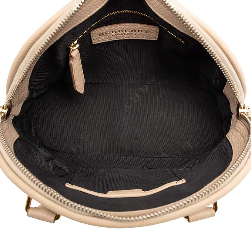 Burberry Small Grained Calfskin Bloomsbury Top Handle Bag Beige Leather Very good condition - Model View