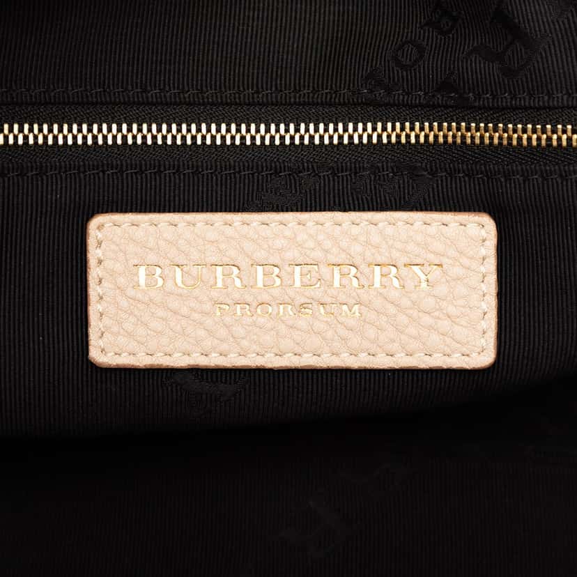 Burberry Small Grained Calfskin Bloomsbury Top Handle Bag Beige Leather Very good condition - Box View