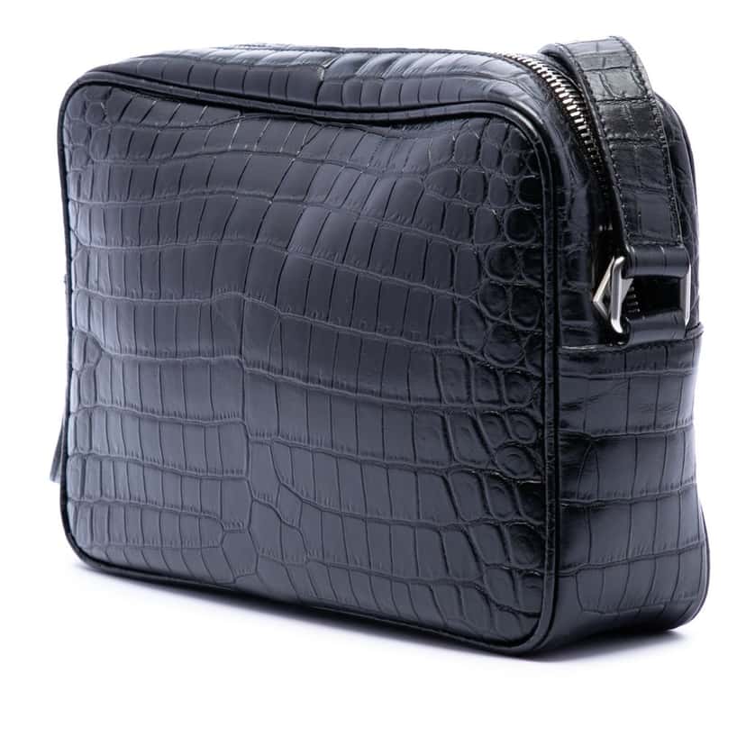 Saint Laurent Crocodile Embossed Leather Camp Camera Bag Black Leather Very good condition - Back View