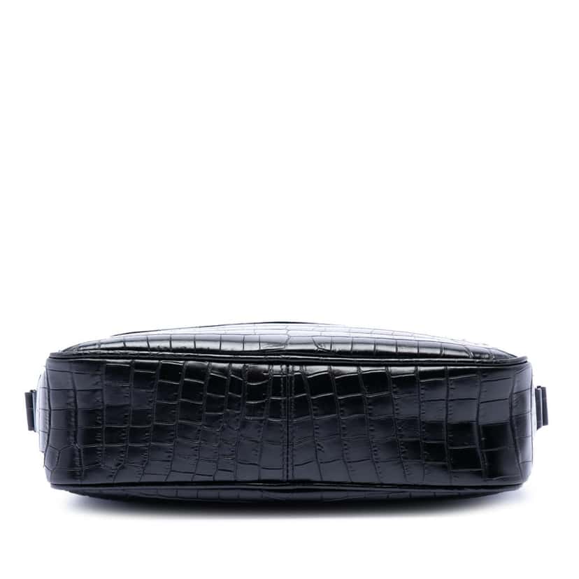 Saint Laurent Crocodile Embossed Leather Camp Camera Bag Black Leather Very good condition - Inside View