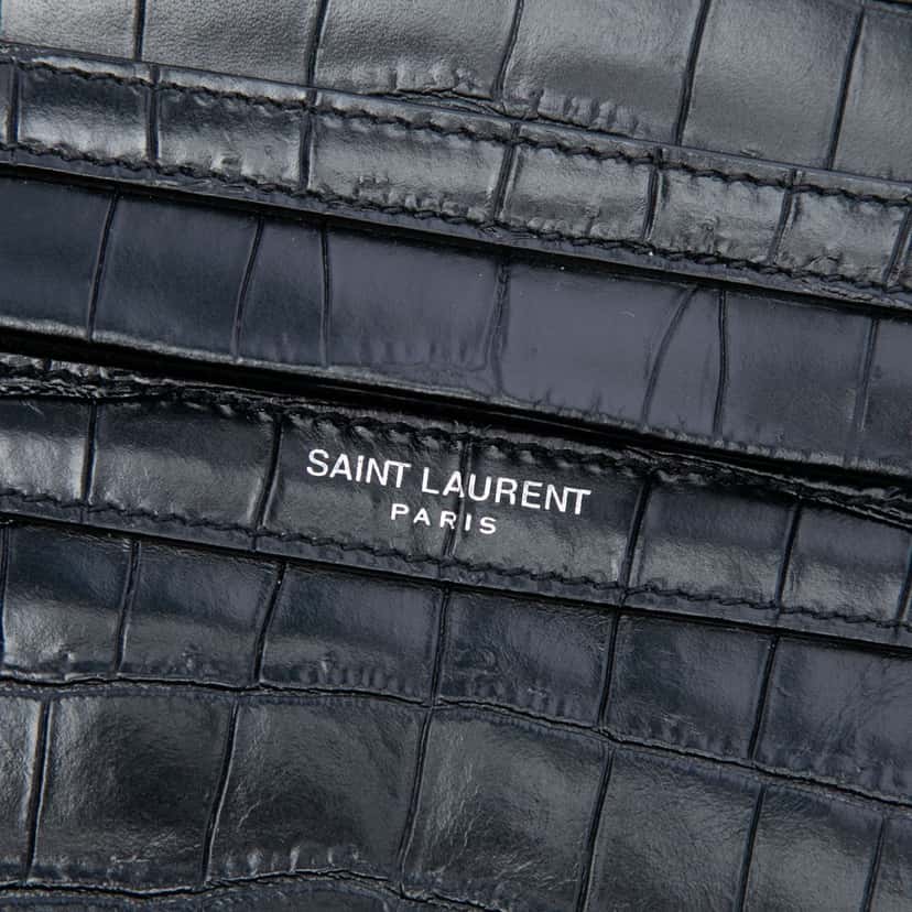 Saint Laurent Crocodile Embossed Leather Camp Camera Bag Black Leather Very good condition - Box View