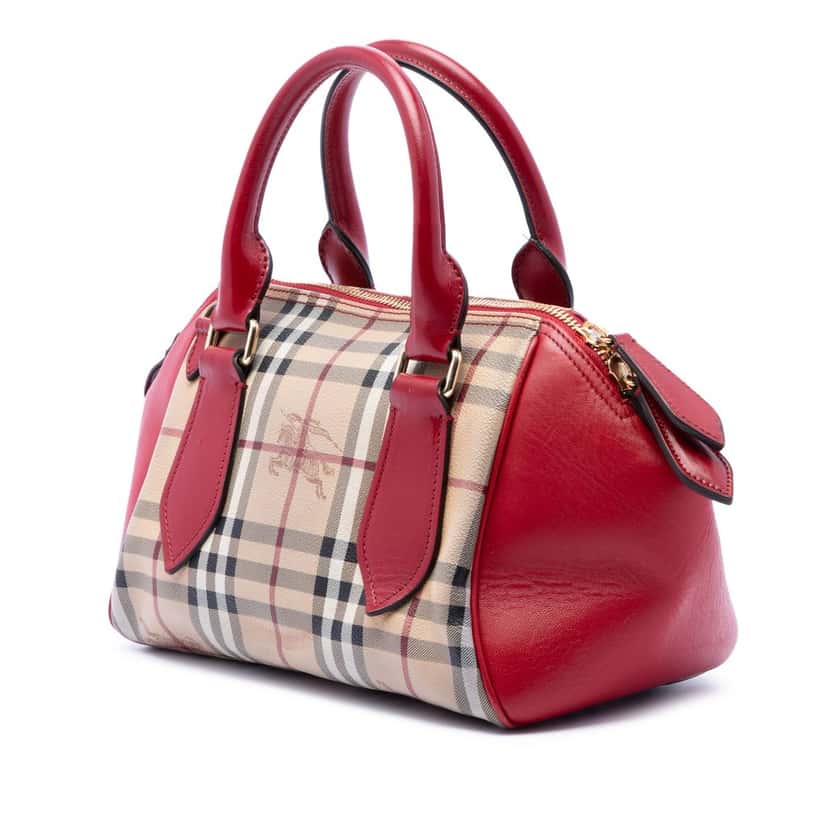 Burberry Small Haymarket Check Coated Canvas Blaze Satchel Beige Very good condition - Back View