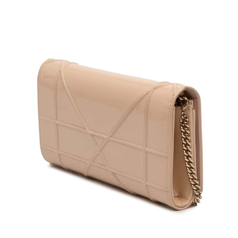 Dior Patent Diorama Wallet On Chain Beige Leather Very good condition - Back View