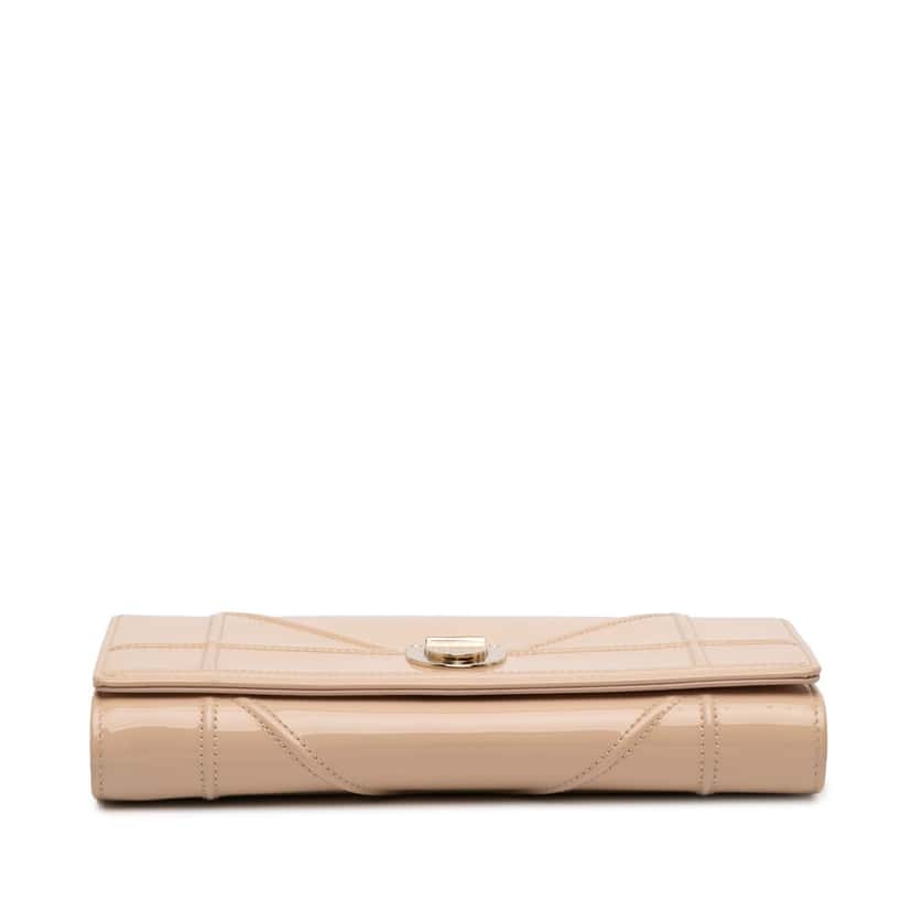 Dior Patent Diorama Wallet On Chain Beige Leather Very good condition - Inside View
