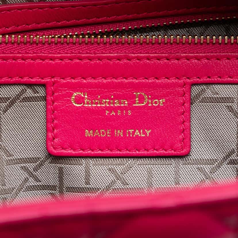 Dior Large Lambskin Cannage Lady Dior Pink Leather Very good condition - Box View