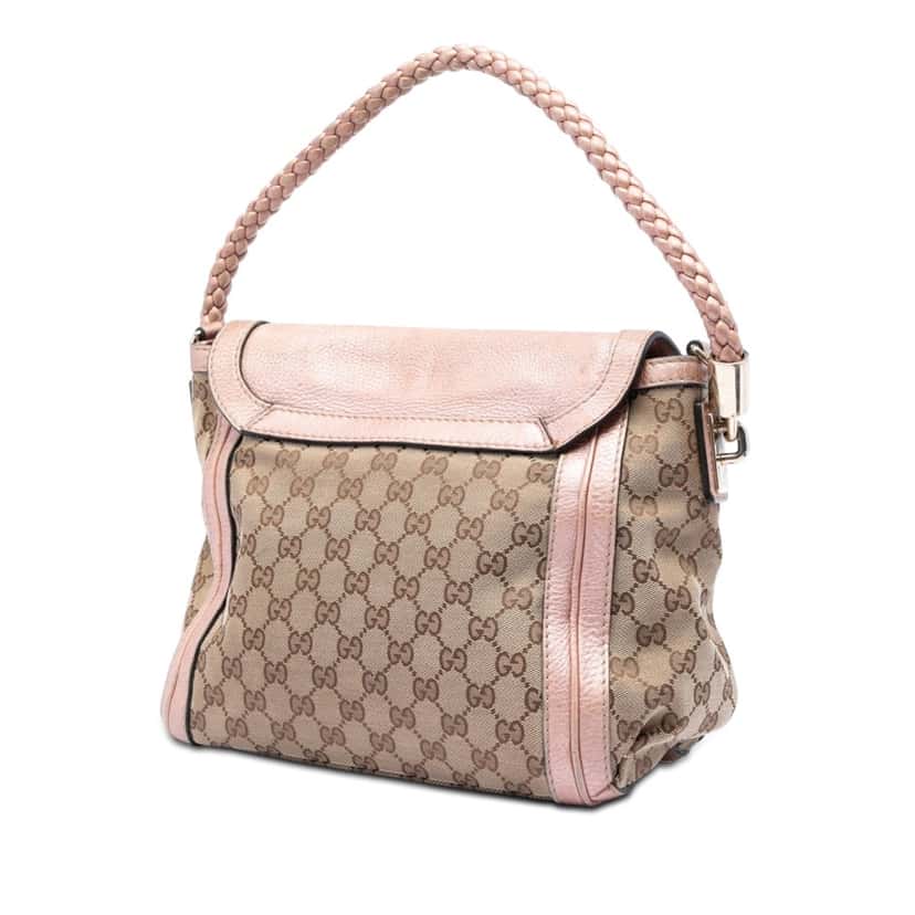 Gucci GG Canvas Bella Flap Satchel Beige Very good condition - Back View