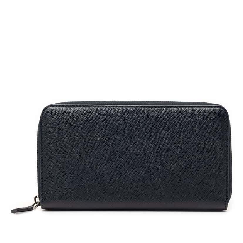 Prada Saffiano Zip Around Long Wallet