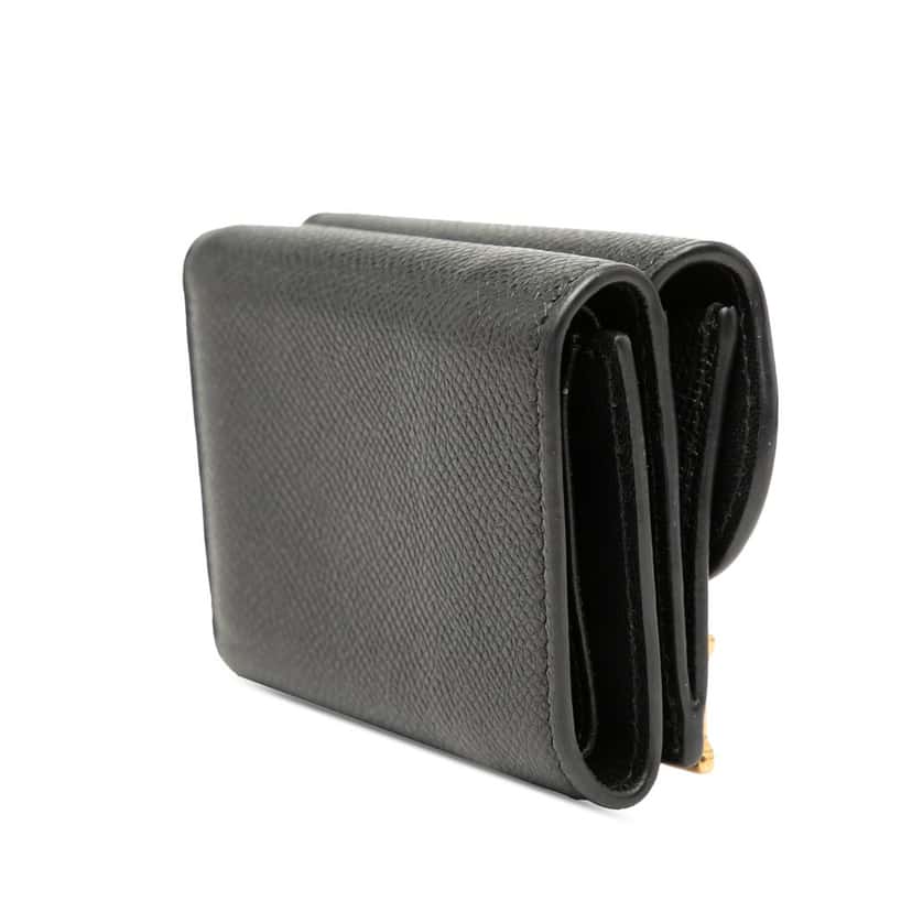 Dior Grained Calfskin Saddle Trifold Wallet Black Leather Very good condition - Back View