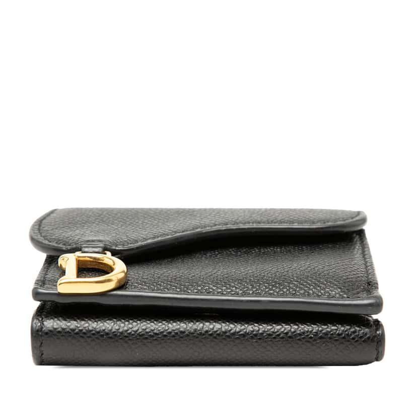 Dior Grained Calfskin Saddle Trifold Wallet Black Leather Very good condition - Inside View