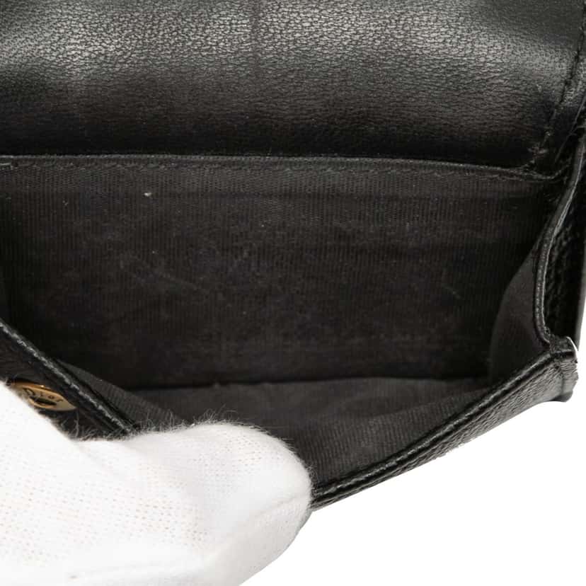 Dior Grained Calfskin Saddle Trifold Wallet Black Leather Very good condition - Model View