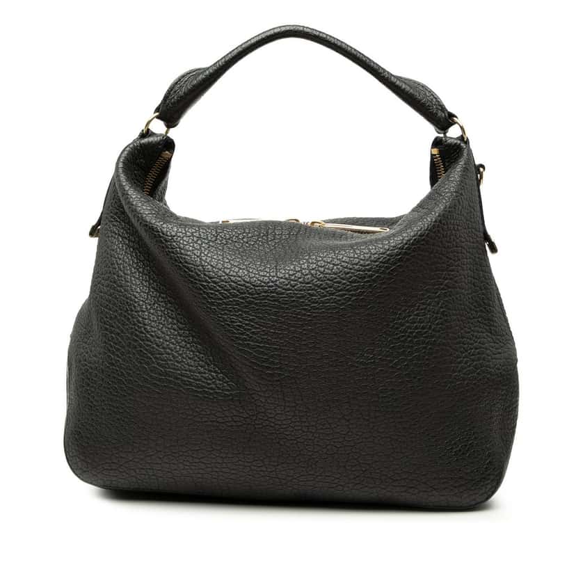 Burberry Grained Calfskin Heritage Ledbury Convertible Hobo Black Leather Very good condition - Front View