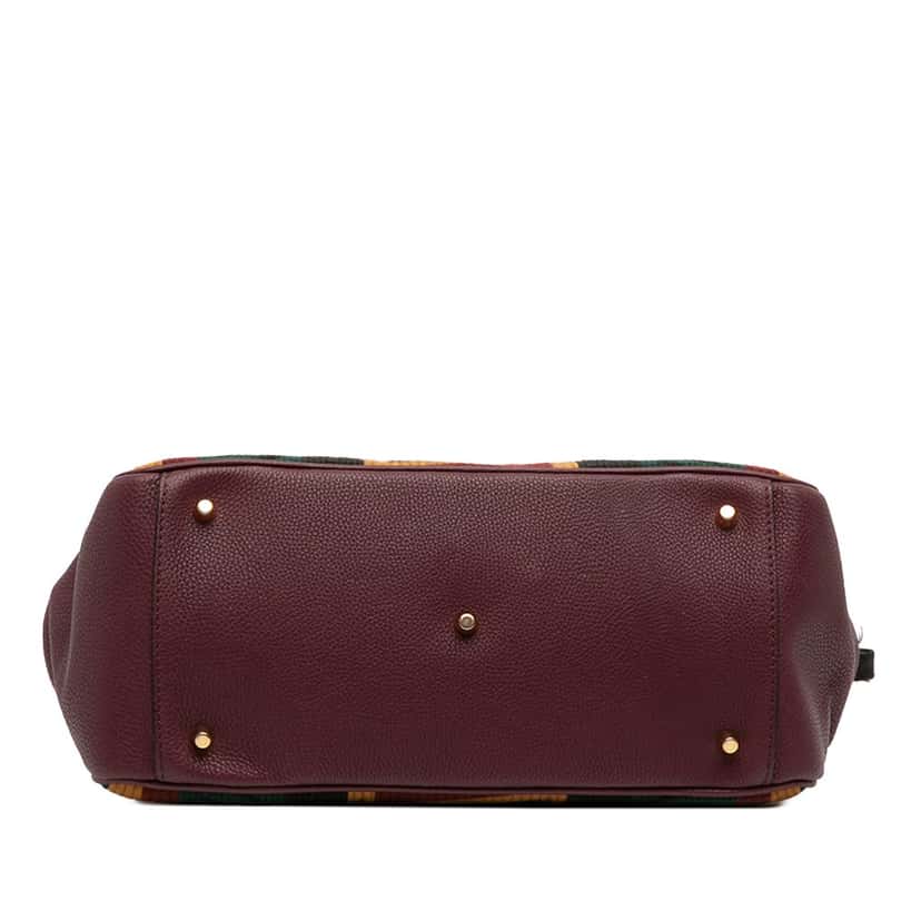 Burberry Medium Leather and Canvas Geometric Tapestry Milverton Bag Red Very good condition - Inside View