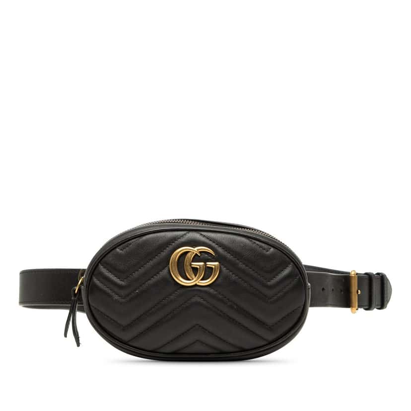 Gucci GG Marmont Matelasse Leather Belt Bag Black Leather Very good condition - Front View