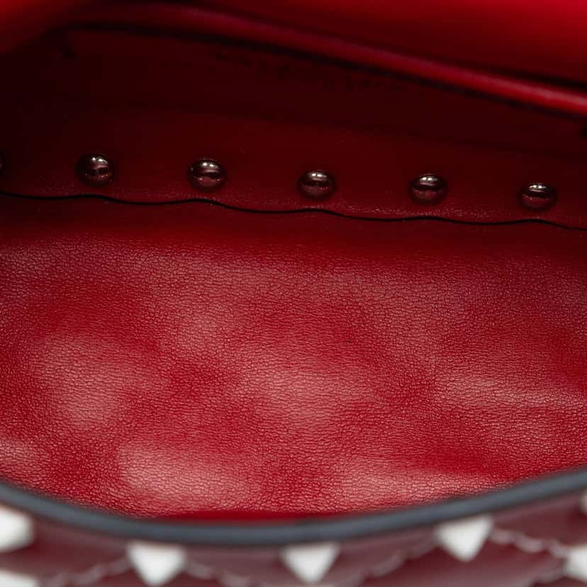 Valentino Small Lambskin Free Rockstud Spike Satchel Red Leather Very good condition - Model View