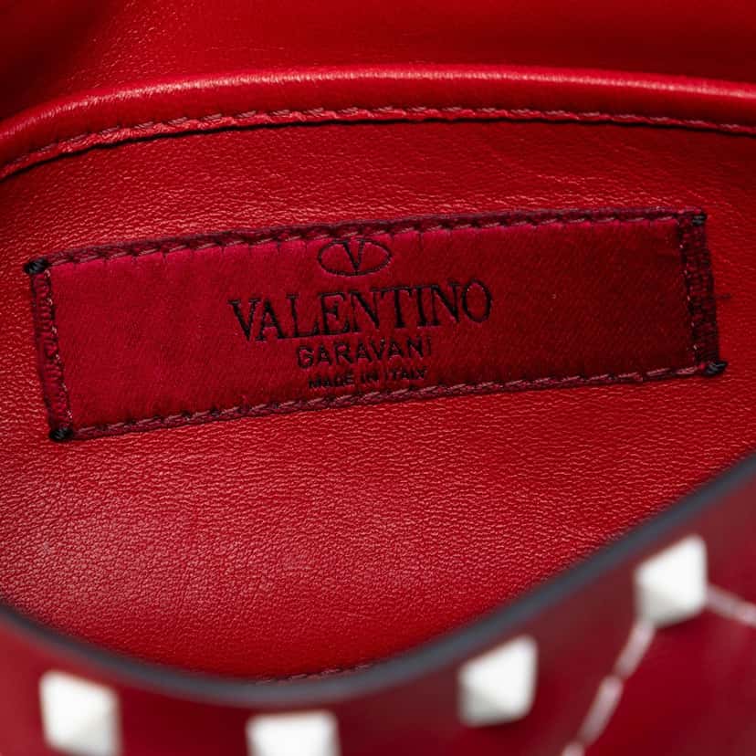 Valentino Small Lambskin Free Rockstud Spike Satchel Red Leather Very good condition - Box View