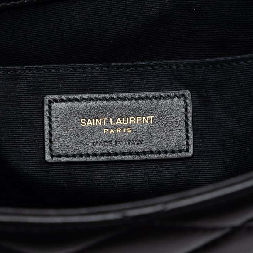 Saint Laurent Quilted Lambskin Envelope Pouch Black Leather Very good condition - Box View
