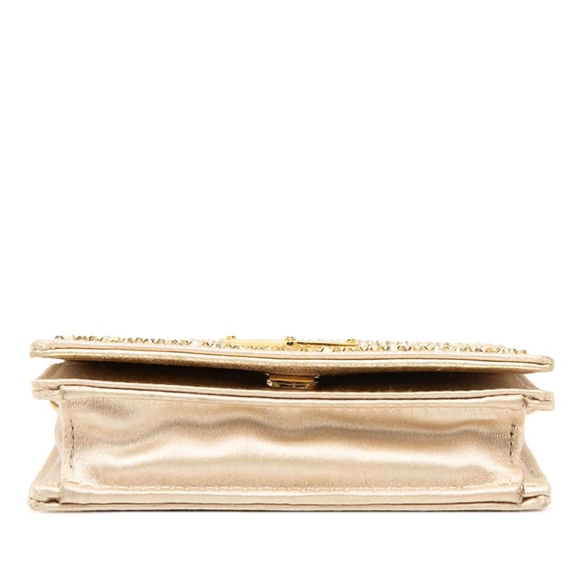 Prada Crystal Embellished Satin Card Holder with Chain Gold Very good condition - Inside View
