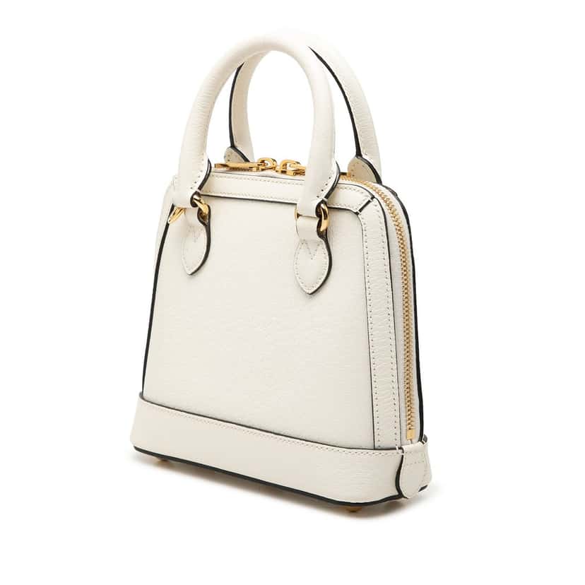 Gucci Adidas Mini Leather Horsebit 1955 Top Handle Bag White Leather Very good condition - Back View