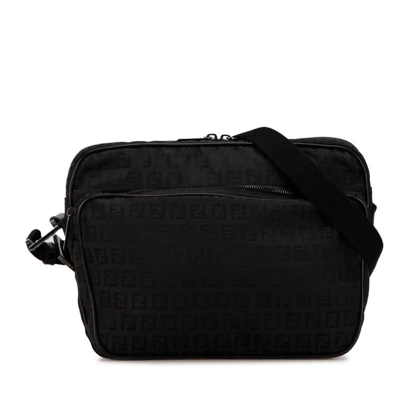 Fendi Zucchino Canvas Crossbody Black Very good condition - Front View