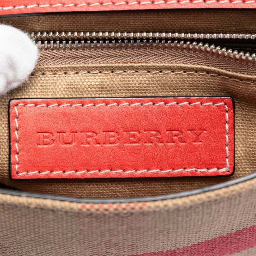 Burberry Leather and House Check Canvas Henham Crossbody Red Leather Very good condition - Box View