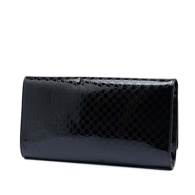 Gucci Microguccissima Patent Broadway Clutch Black Leather Very good condition - Back View