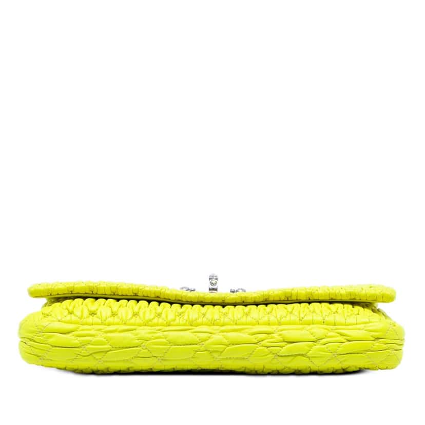 Miu Miu Matelasse Nappa Crystal Chain Satchel Yellow Leather Very good condition - Inside View