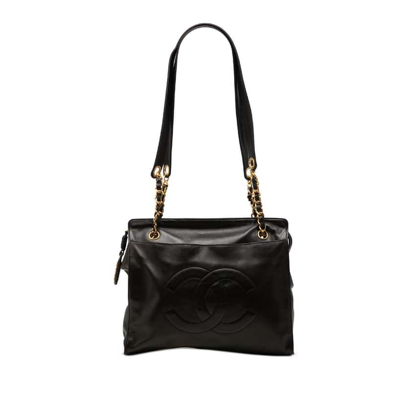 Chanel CC Caviar Chain Tote Black Leather Very good condition - Front View