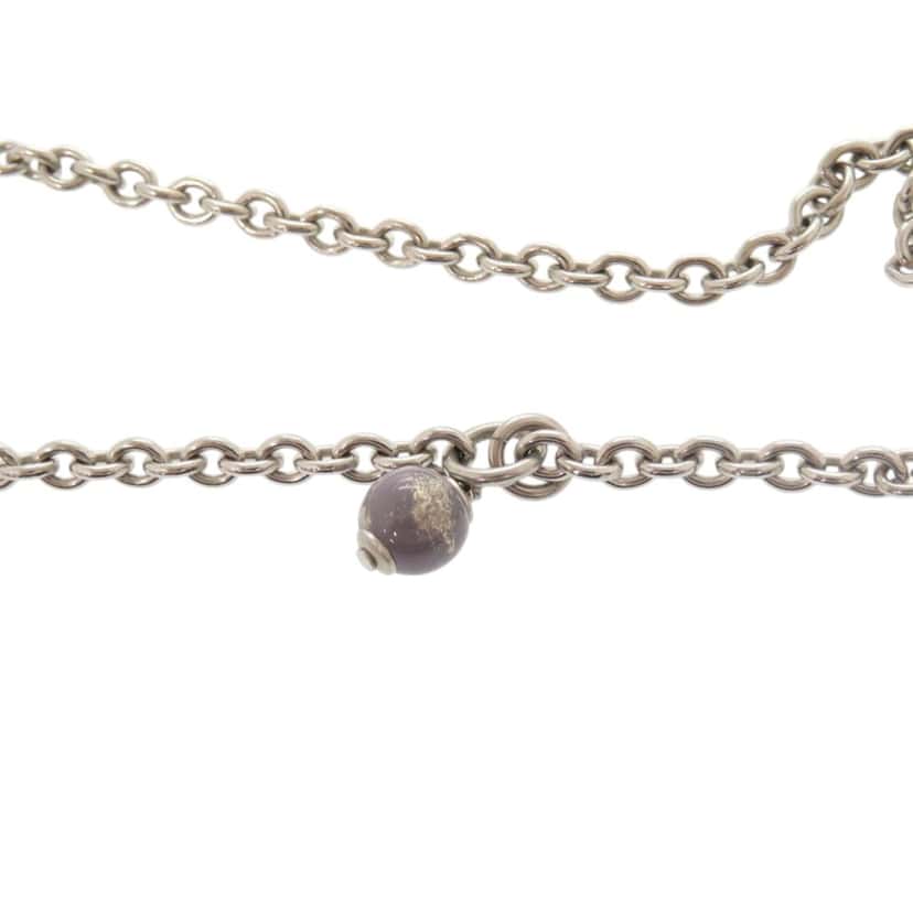 Chanel CC Brass and Strass Faux Pearl Pendant Necklace Silver Metal Very good condition - Box View