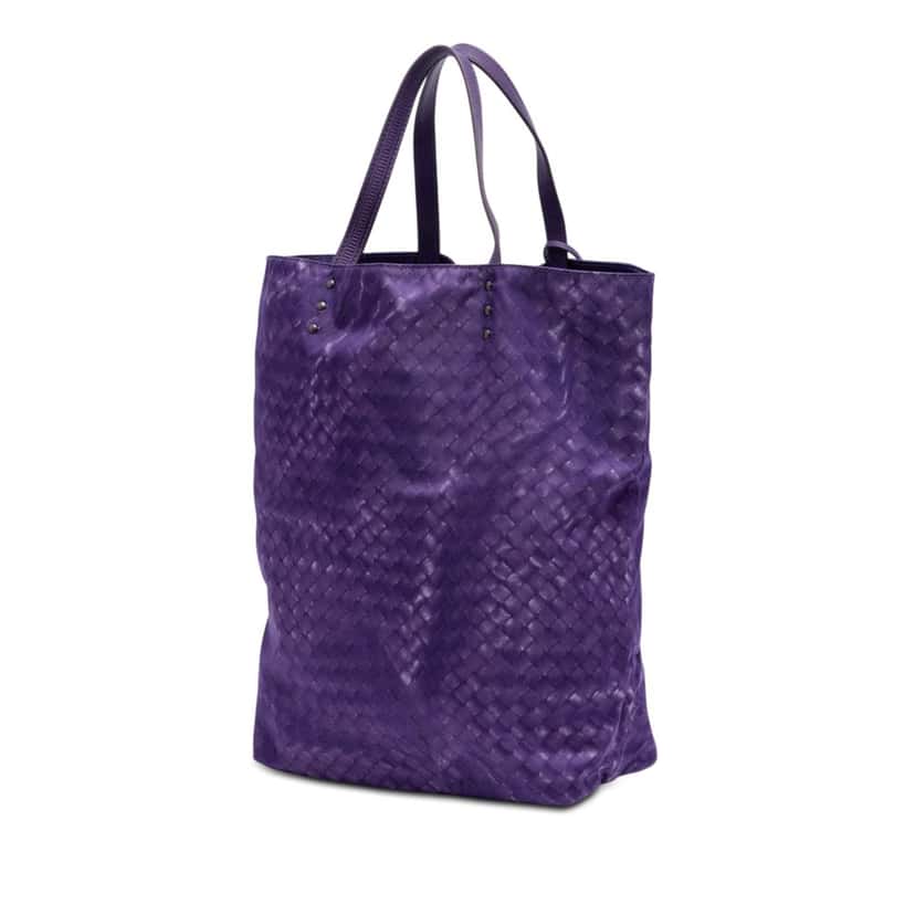 Bottega Veneta Nylon Intrecciolusion Vertical Tote Purple Very good condition - Back View