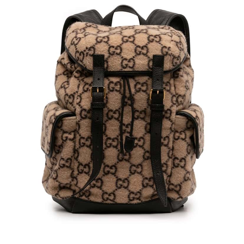 Gucci GG Wool Backpack Beige Very good condition - Front View