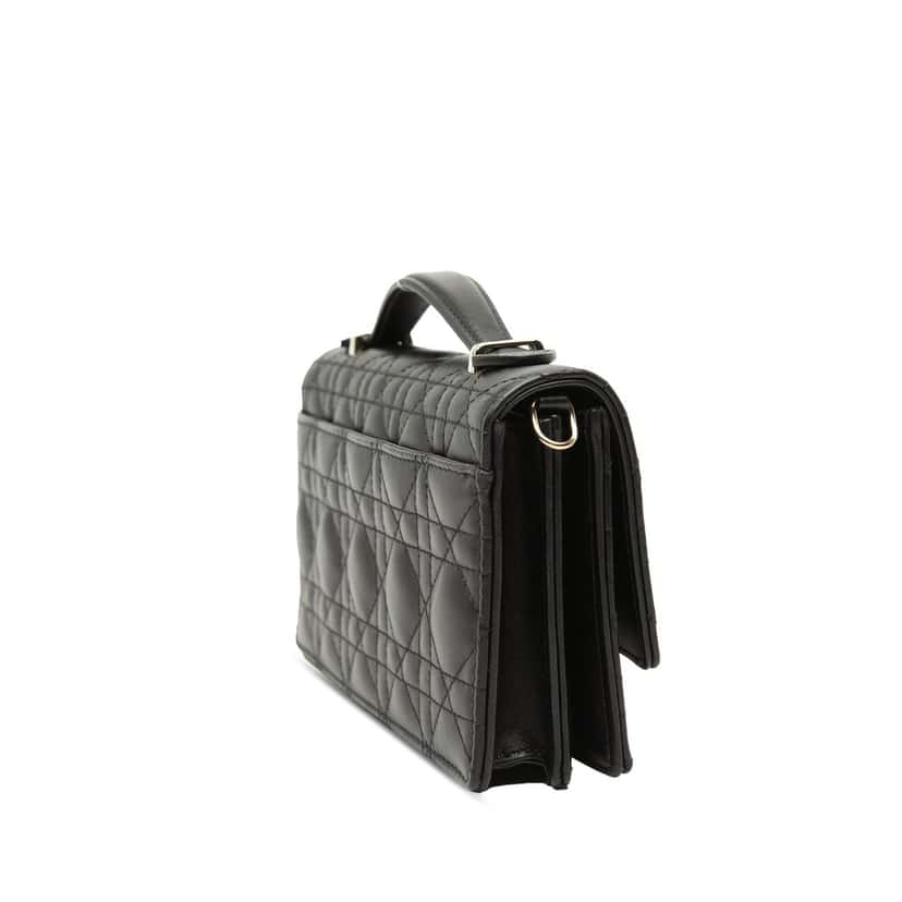 Dior Mini Lambskin Cannage My Dior Satchel Black Leather Very good condition - Back View