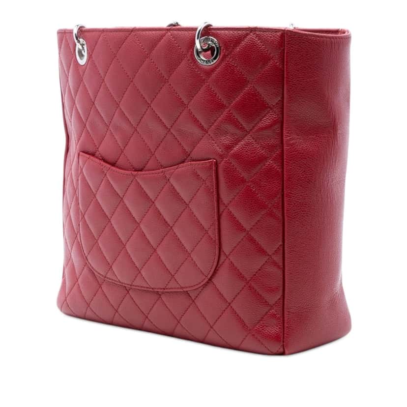 Chanel Caviar Vertical Grand Shopping Tote Red Leather Very good condition - Back View