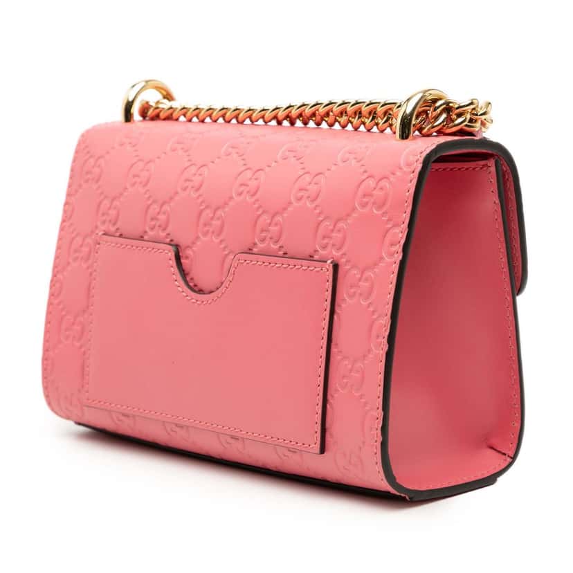 Gucci Small Guccissima Padlock Crossbody Pink Leather Very good condition - Back View