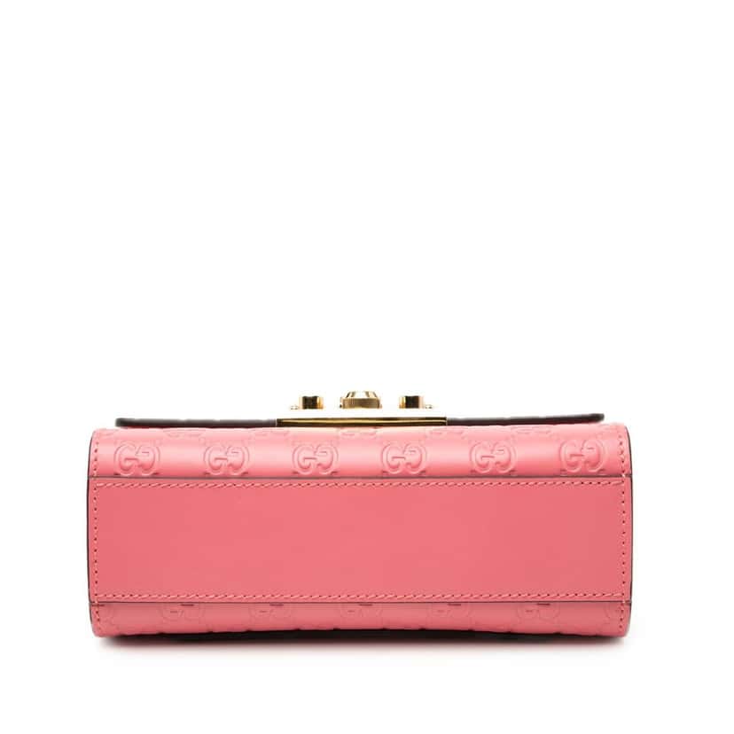 Gucci Small Guccissima Padlock Crossbody Pink Leather Very good condition - Inside View