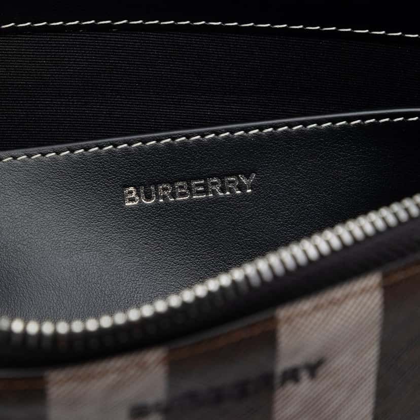 Burberry Check Coated Canvas Zip Pouch Brown Very good condition - Box View