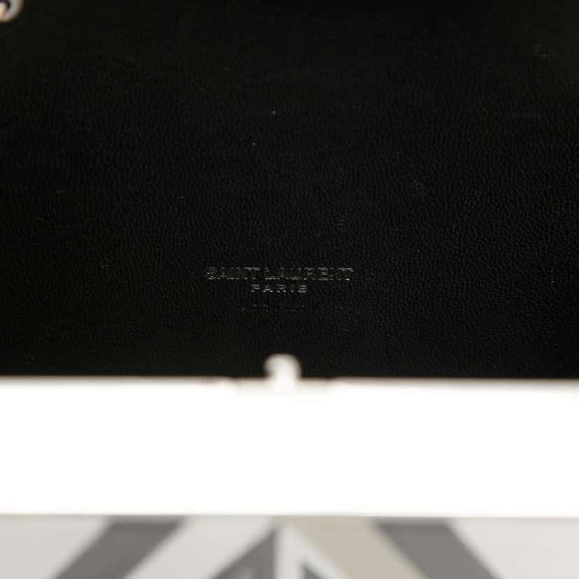 Saint Laurent Metal and Leather Tuxedo Box Star Clutch on Chain Silver Metal Very good condition - Box View